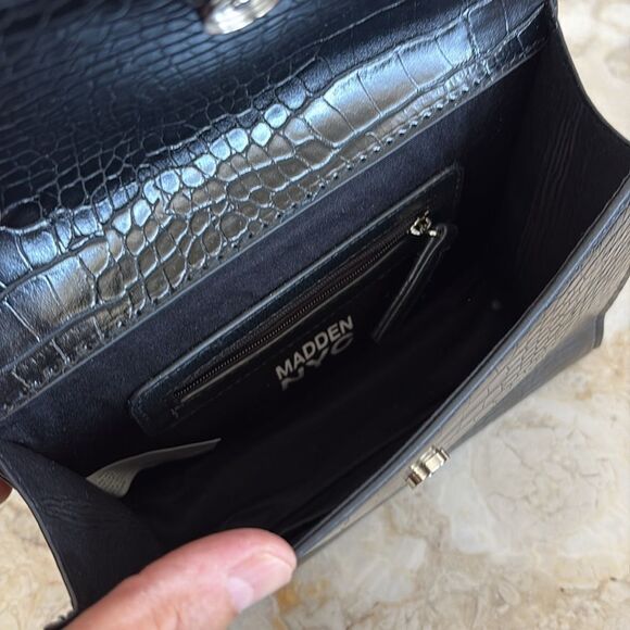 NWOT Steve Madden Madden NYC Croc Embossed Vegan Leather Mini Kelly Crossbody - Picture 12 of 15